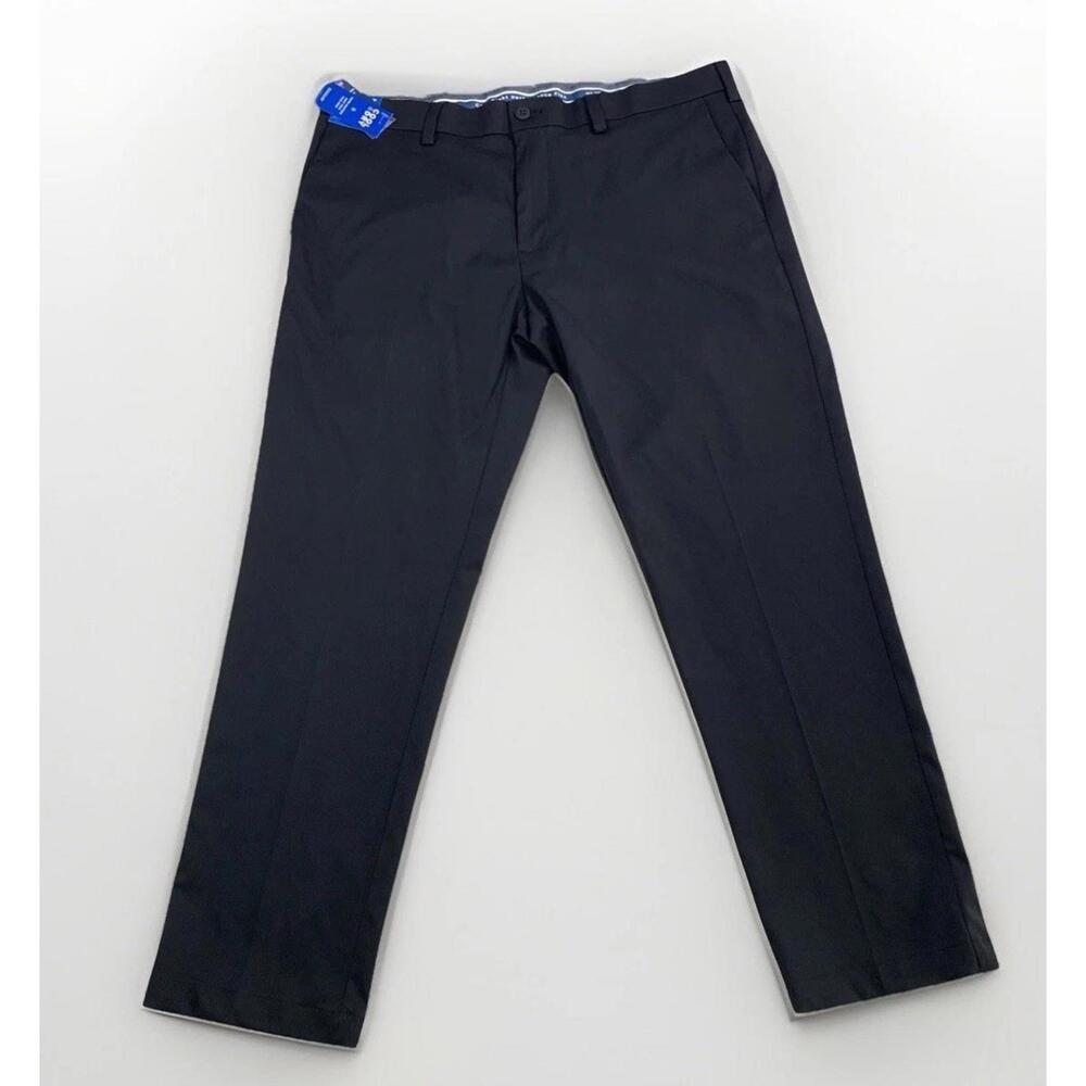 Haggar Cool Right Performance Flex Straight Fit Black Trouser Pants 38x30 NWT-
